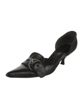 Prada Leather Leather Trim Embellishment D'Orsay Pumps