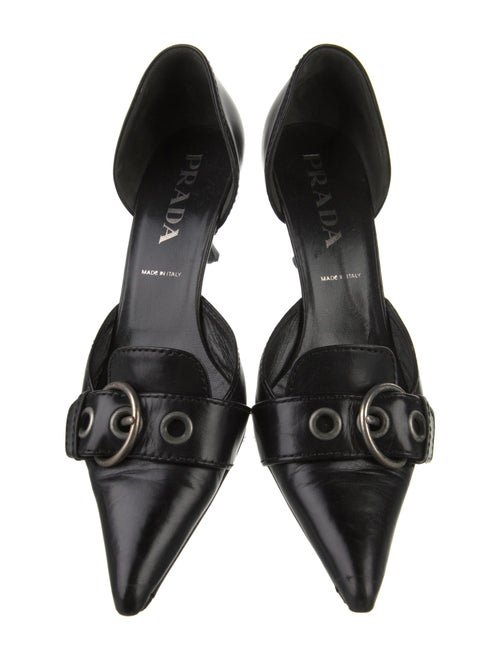 Prada Leather Leather Trim Embellishment D'Orsay Pumps