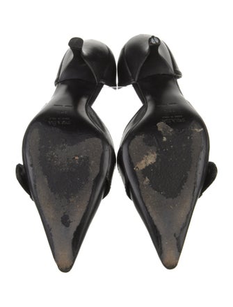 Prada Leather Leather Trim Embellishment D'Orsay Pumps