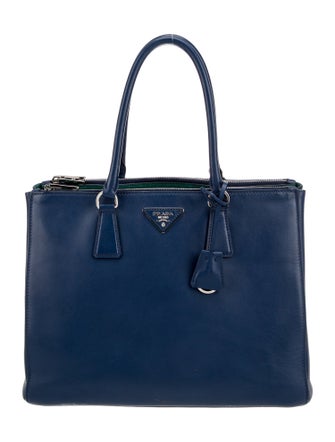 Prada Enameled Metal Triangle Galleria Double Zip Large