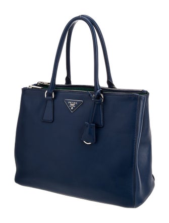 Prada Enameled Metal Triangle Galleria Double Zip Large