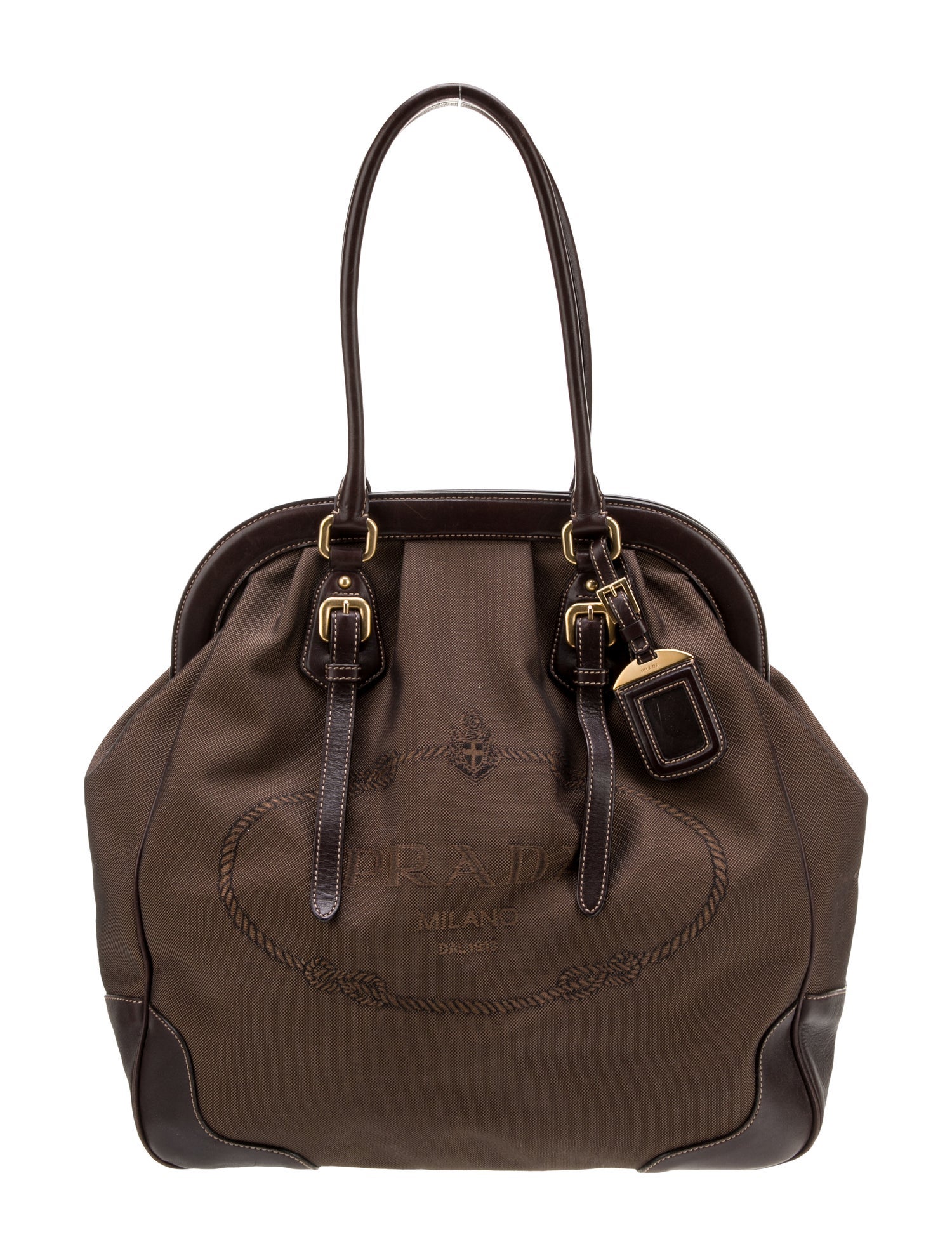 Prada Enameled Metal Triangle Bauletto