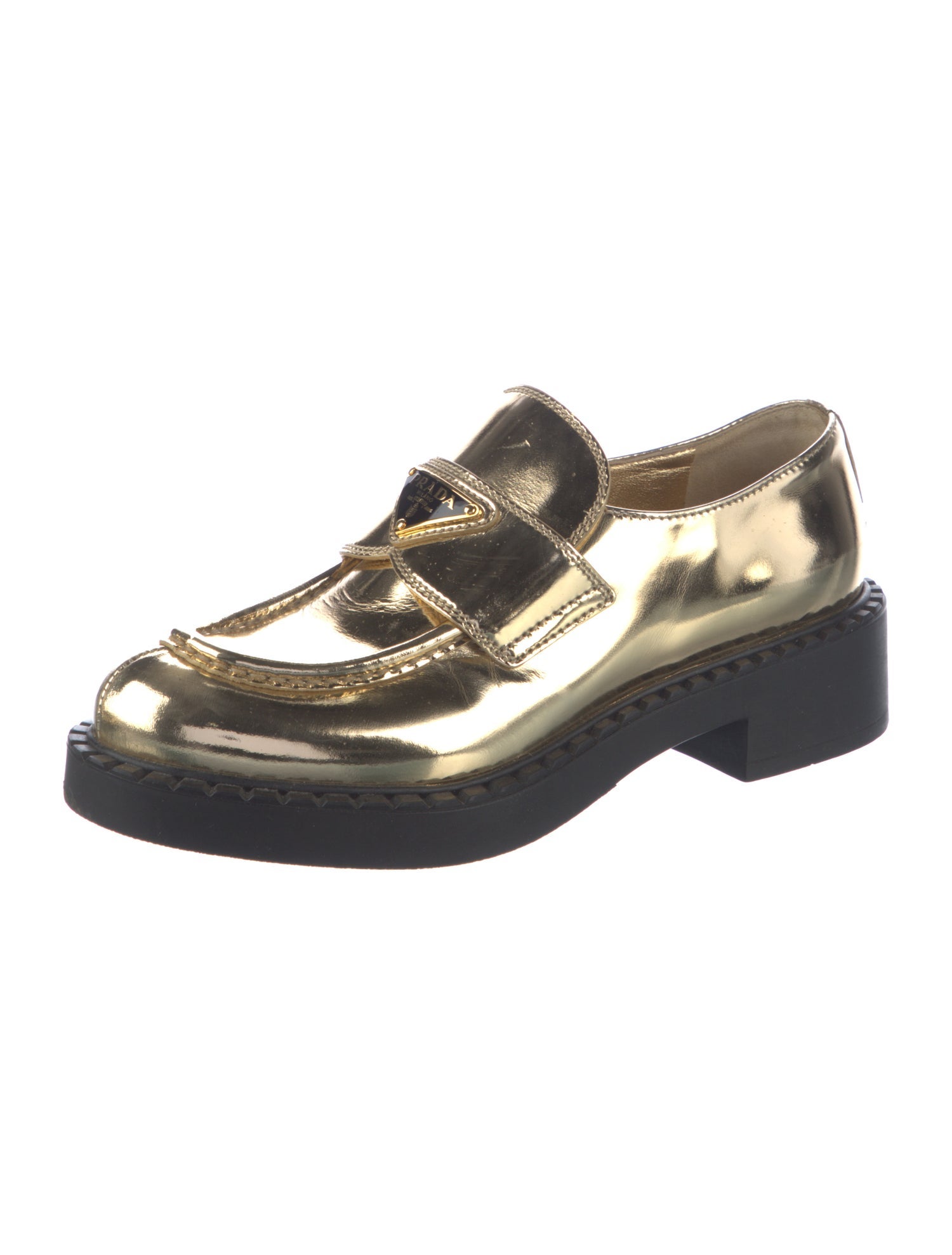 Prada Patent Leather Colorblock Pattern Oxfords