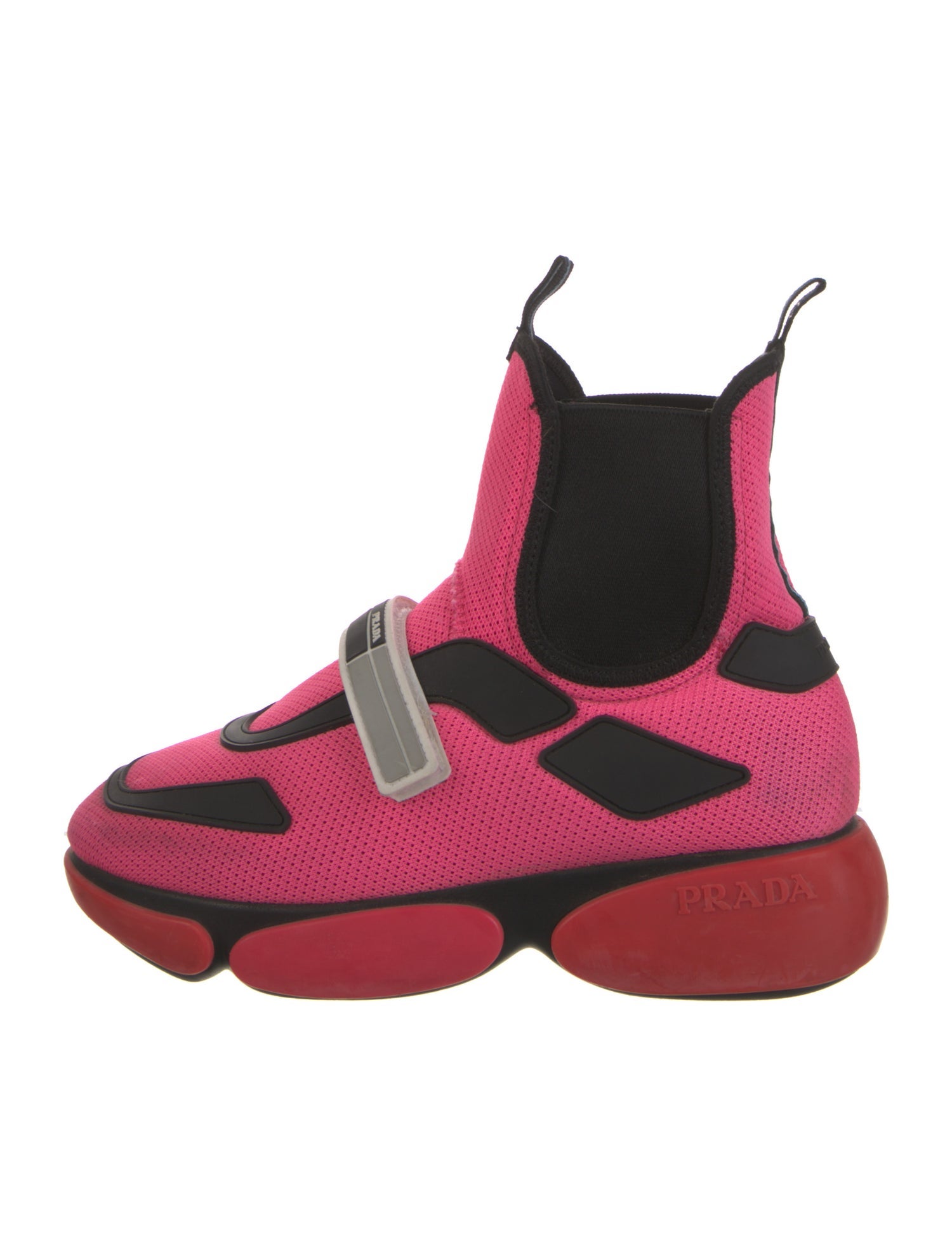 Prada Colorblock Pattern Wedge Sneakers