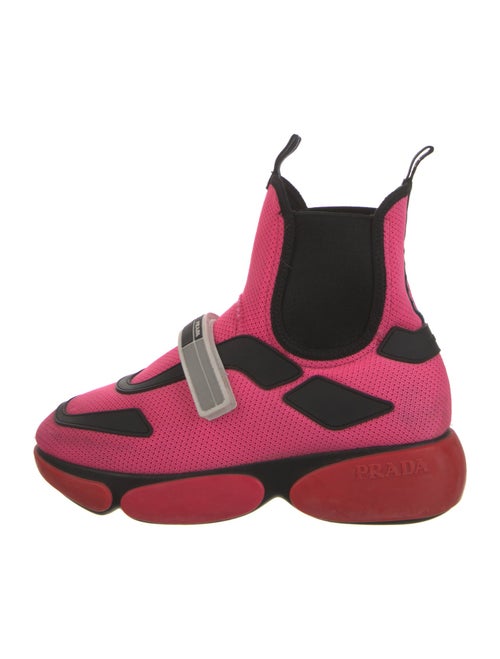 Prada Colorblock Pattern Wedge Sneakers