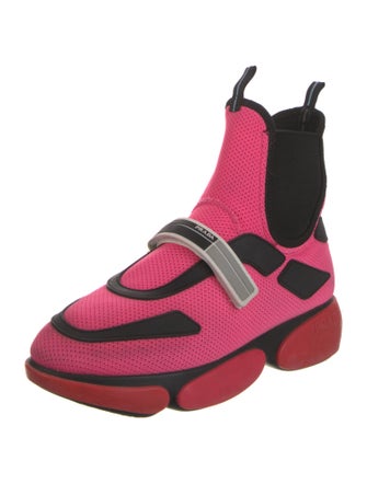 Prada Colorblock Pattern Wedge Sneakers