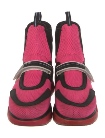 Prada Colorblock Pattern Wedge Sneakers
