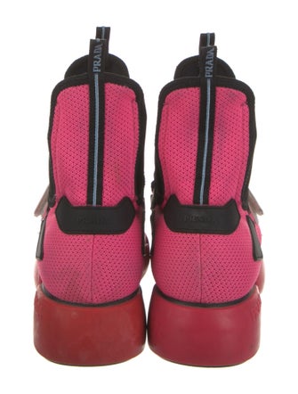 Prada Colorblock Pattern Wedge Sneakers