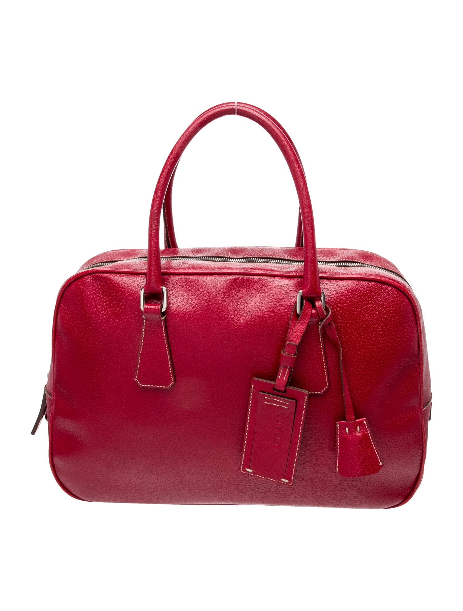 Prada Enameled Metal Triangle Bauletto Vintage