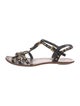 Prada Patent Leather Studded Accents T-Strap Sandals