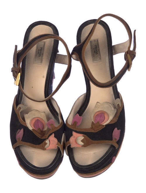 Prada Suede Floral Print Sandals