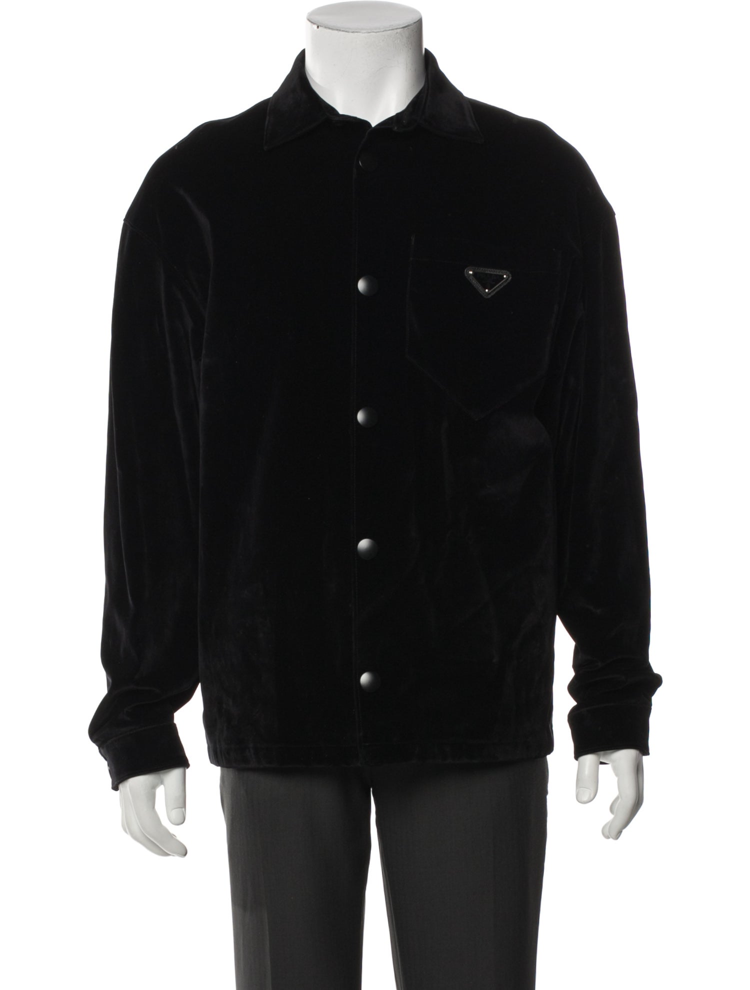 Prada 2022 Enameled Metal Triangle Trucker Jacket