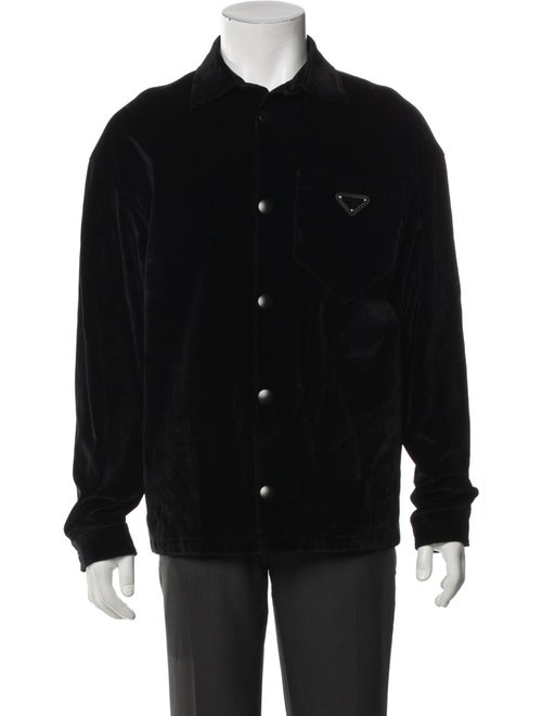 Prada 2022 Enameled Metal Triangle Trucker Jacket