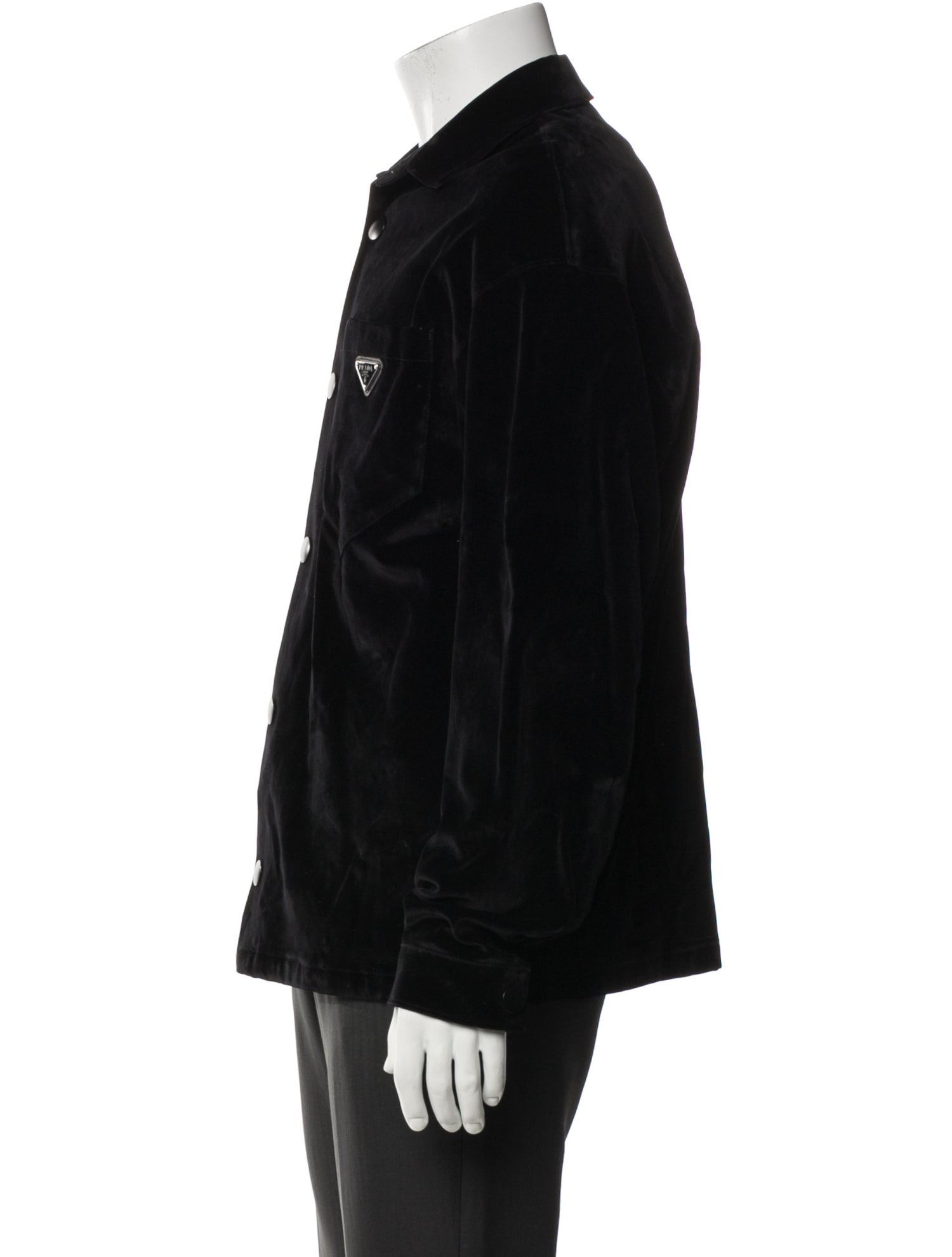 Prada 2022 Enameled Metal Triangle Trucker Jacket