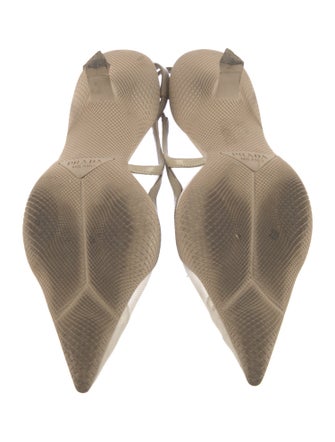 Prada Leather Mesh Accents Slingback Pumps