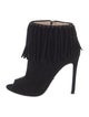 Prada Suede Fringe Trim Accent Boots