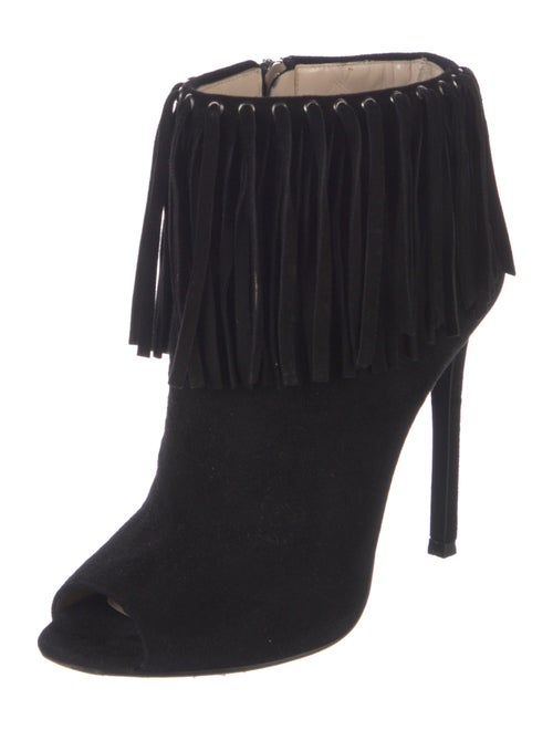 Prada Suede Fringe Trim Accent Boots