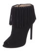 Prada Suede Fringe Trim Accent Boots