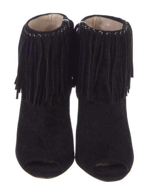 Prada Suede Fringe Trim Accent Boots