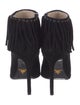 Prada Suede Fringe Trim Accent Boots