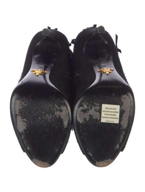 Prada Suede Fringe Trim Accent Boots