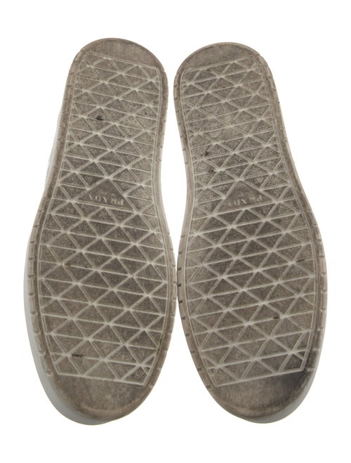 Prada Enameled Metal Triangle Leather Sneakers