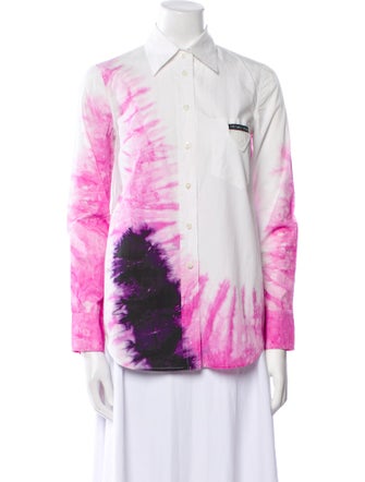 Prada 2019 Tie-Dye Print Button-Up Top