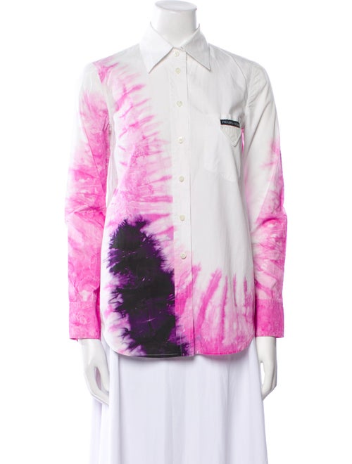 Prada 2019 Tie-Dye Print Button-Up Top