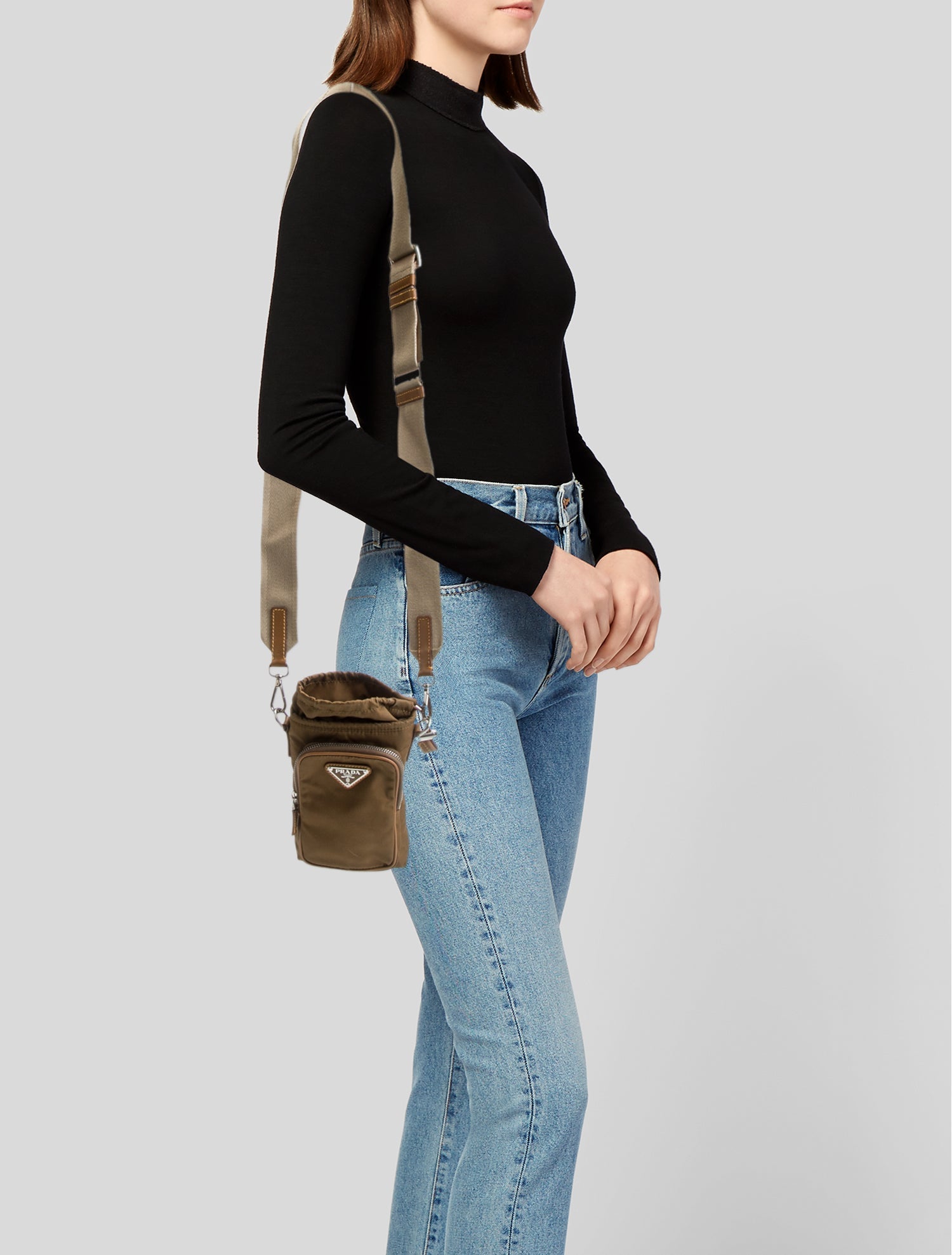 Prada Enameled Metal Triangle Re-Nylon Phone