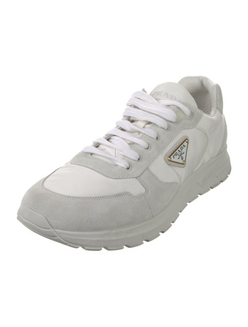 Prada Enameled Metal Triangle Nylon Sneakers