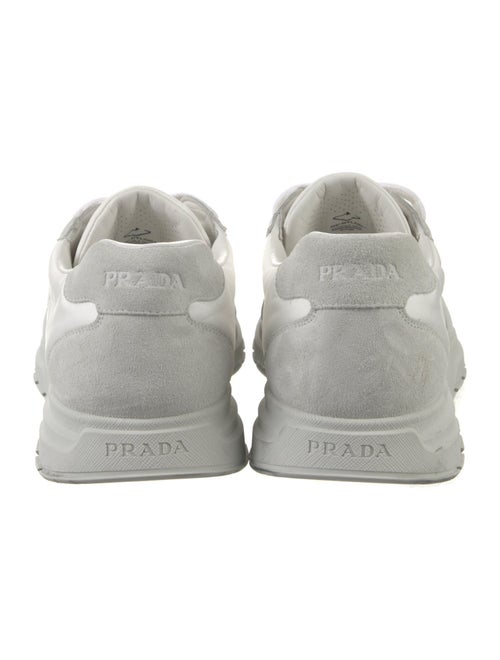 Prada Enameled Metal Triangle Nylon Sneakers