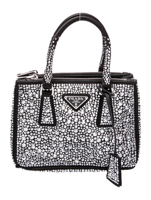 Prada Enameled Metal Triangle Galleria Double Zip Mini