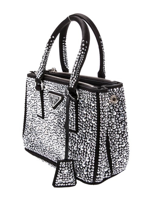 Prada Enameled Metal Triangle Galleria Double Zip Mini