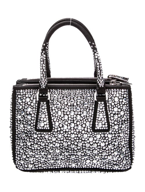 Prada Enameled Metal Triangle Galleria Double Zip Mini