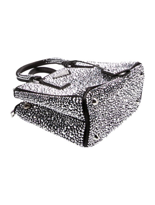 Prada Enameled Metal Triangle Galleria Double Zip Mini