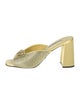 Prada Enameled Metal Triangle Satin Slides