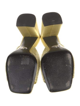 Prada Enameled Metal Triangle Satin Slides