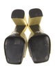 Prada Enameled Metal Triangle Satin Slides