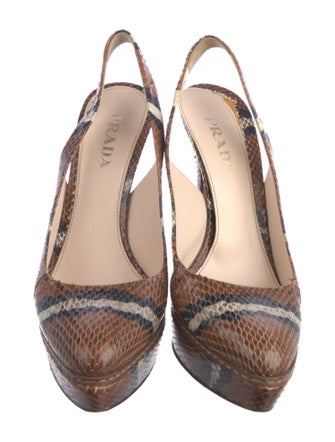 Prada Embossed Leather Animal Print Slingback Pumps