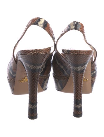 Prada Embossed Leather Animal Print Slingback Pumps