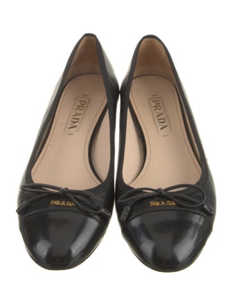 Prada Leather Bow Accents Ballet Flats