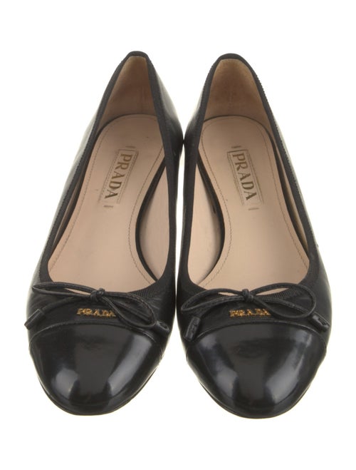 Prada Leather Bow Accents Ballet Flats