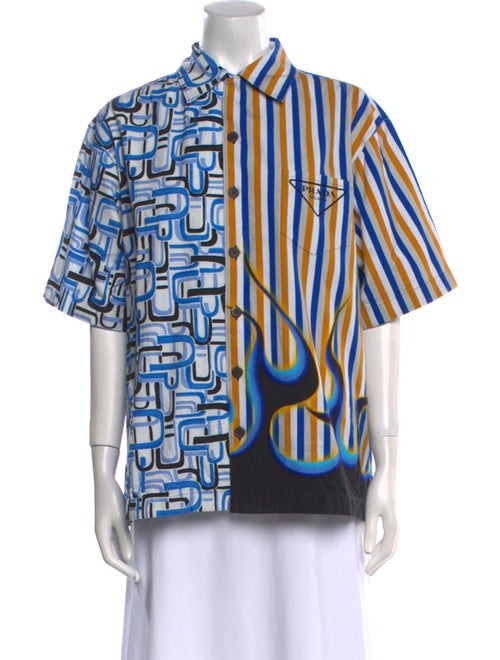 Prada 2021 Split Flames Button-Up Top