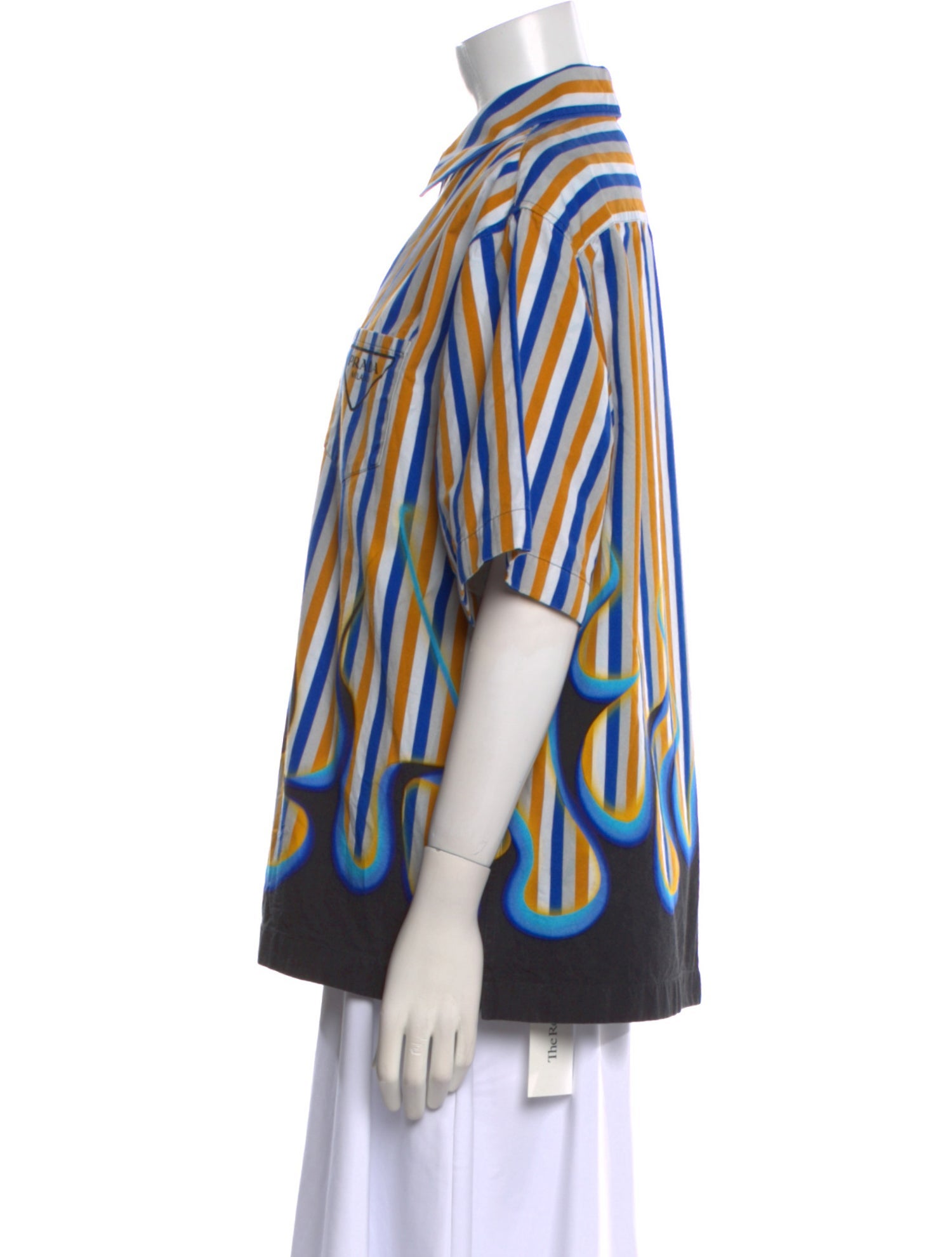 Prada 2021 Split Flames Button-Up Top