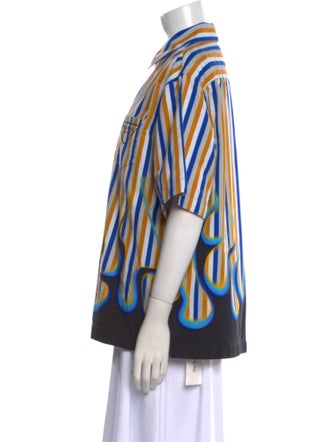 Prada 2021 Split Flames Button-Up Top
