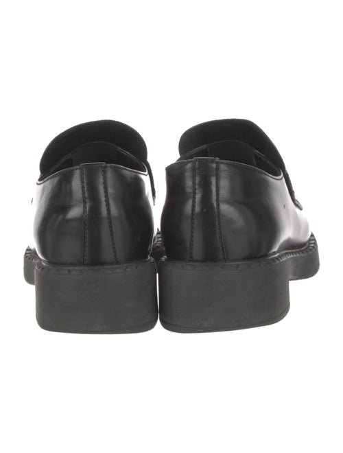 Prada Enameled Metal Triangle Leather Pumps