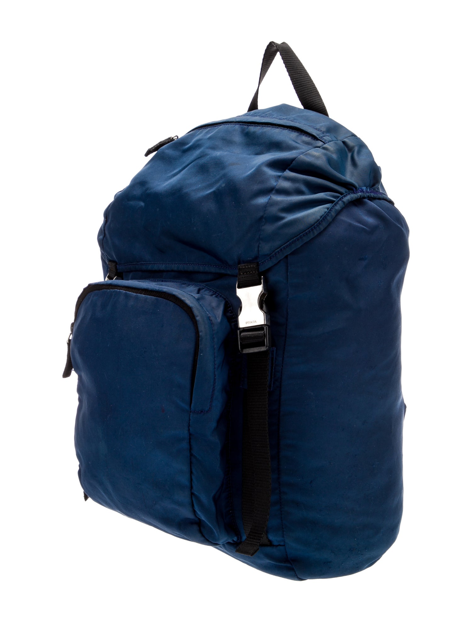 Prada Enameled Metal Triangle Backpack