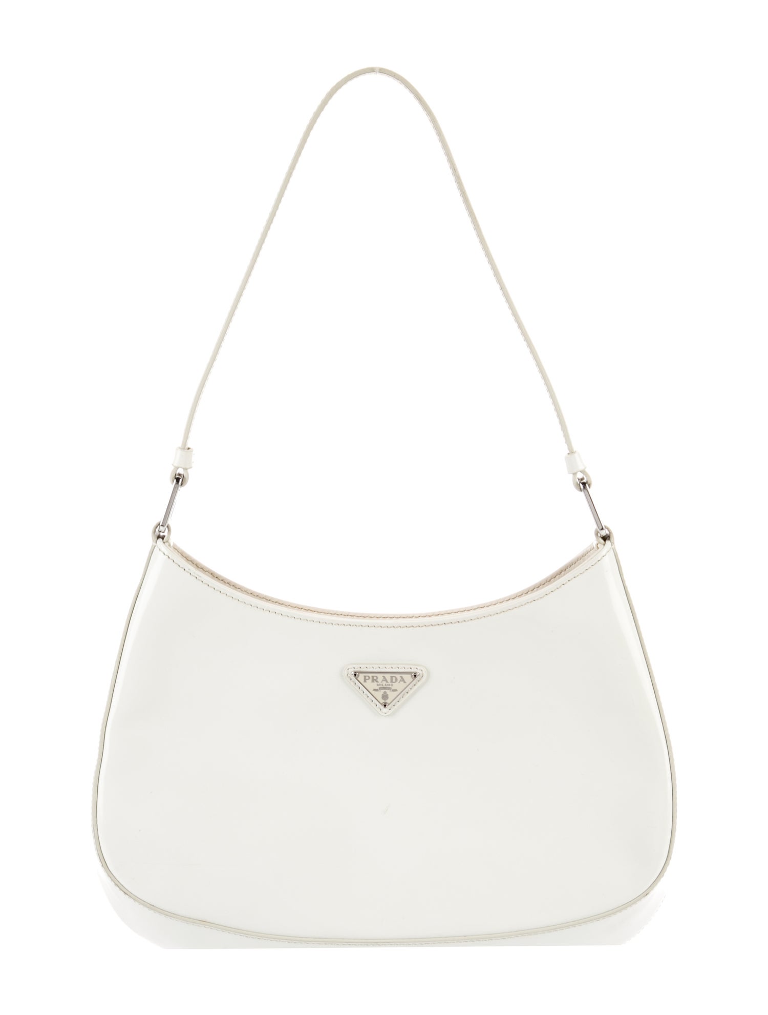 Prada Enameled Metal Triangle Cleo