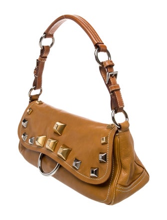 Prada Enameled Metal Triangle Shoulder Bag