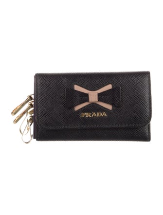Prada Saffiano Black Leather Key Case